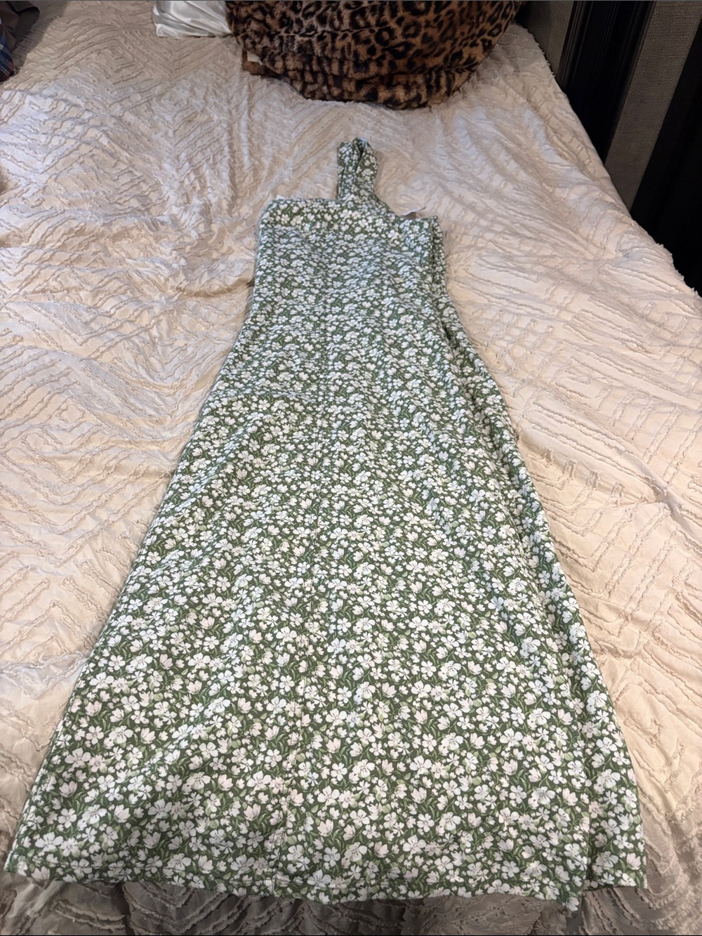 Green Floral One-Shoulder Maxi Dress
